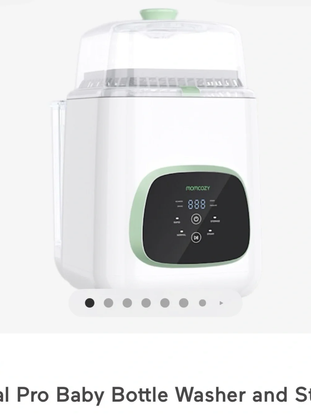 momcozy Baby Bottle Washer and Sterilizer - White with Mint Accents